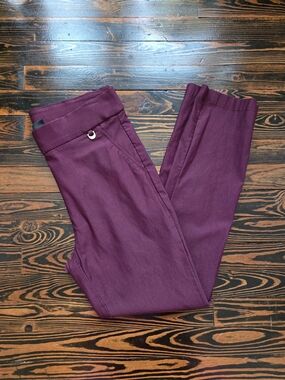 Rafaella Womens Purple Burgundy Ankle Dress Pants Flat Front Office size 10